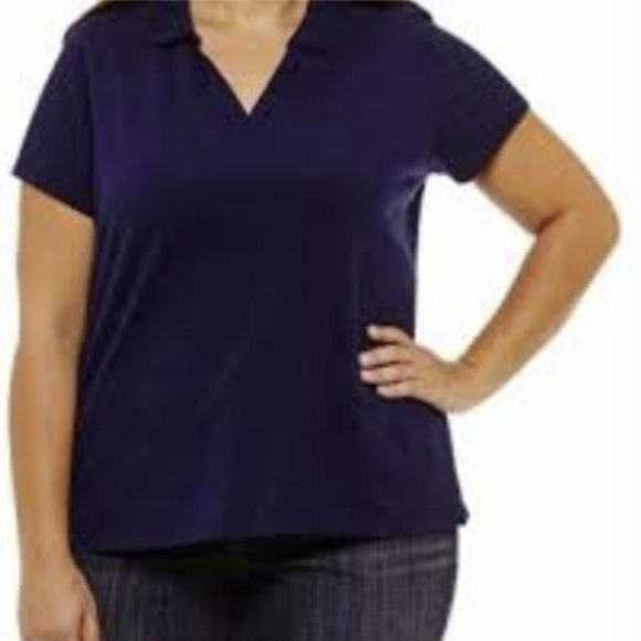 St. John's Bay Tops - 💕 St. john's Bay Navy Blue Solid Polo Shirt